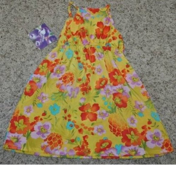 *Sun Dress Blueberi Blvd sz 5 Yellow Floral Summer Easter Sleeveless Scoop Girls - Picture 4 of 5